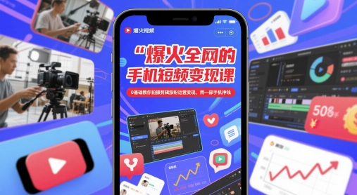 爆火全网的手机短视频变现课，0基础教你拍摄剪辑涨粉运营变现，用一部手机挣钱竹川轻创网-专注分享网络创业项目落地实操课程 – 全网首发_高质量创业项目输出竹川轻创网