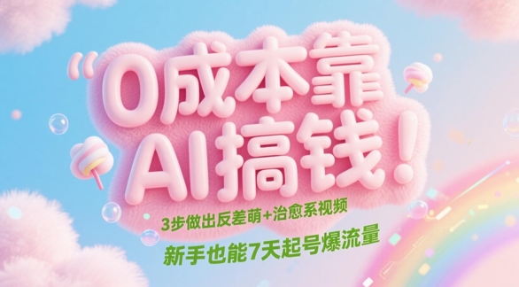 0成本靠AI搞钱！3步做出反差萌+治愈系视频，新手也能7天起号爆流量竹川轻创网-专注分享网络创业项目落地实操课程 – 全网首发_高质量创业项目输出竹川轻创网
