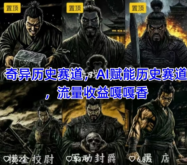 抖音奇异历史赛道，AI赋能历史赛道，流量收益嘎嘎香，狂撸伙伴计划竹川轻创网-专注分享网络创业项目落地实操课程 – 全网首发_高质量创业项目输出竹川轻创网