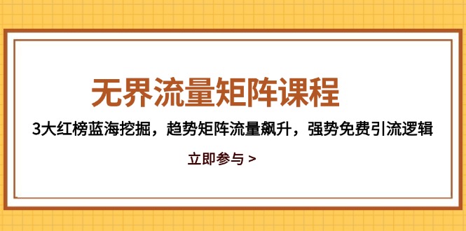 无界流量矩阵课程，3大红榜蓝海挖掘，趋势矩阵流量飙升，强势免费引流逻辑竹川轻创网-专注分享网络创业项目落地实操课程 – 全网首发_高质量创业项目输出竹川轻创网