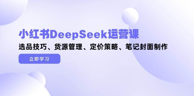 小红书DeepSeek运营课，选品技巧、货源管理、定价策略、笔记封面制作竹川轻创网-专注分享网络创业项目落地实操课程 – 全网首发_高质量创业项目输出竹川轻创网