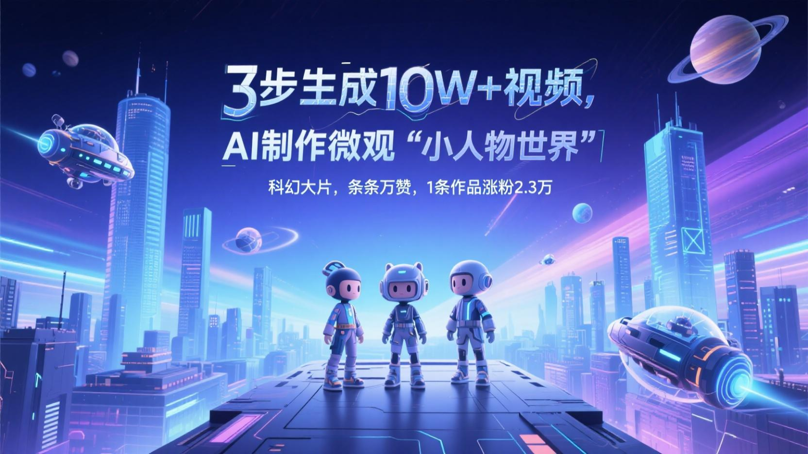 三步生成10W+视频，AI制作微观“小人物世界”科幻大片，条条万赞，1条作品涨粉2.3万竹川轻创网-专注分享网络创业项目落地实操课程 – 全网首发_高质量创业项目输出竹川轻创网