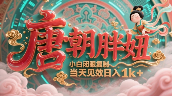 用AI克隆“唐朝胖妞”日更3条，平台疯狂推流，小白闭眼复制，当天见效，日入1k+竹川轻创网-专注分享网络创业项目落地实操课程 – 全网首发_高质量创业项目输出竹川轻创网