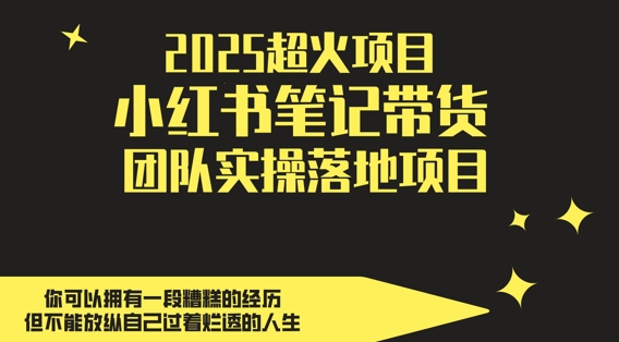 2025超火项目，副业最佳选择，小红书笔记带货团队实操落地项目，，轻松日入5张竹川轻创网-专注分享网络创业项目落地实操课程 – 全网首发_高质量创业项目输出竹川轻创网
