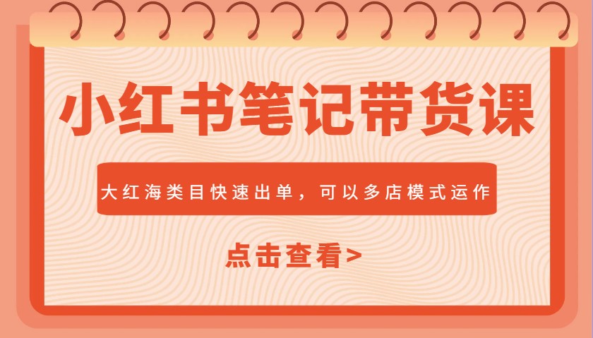 小红书笔记带货课，大红海类目快速出单，市场大，可以多店模式运作(更新)竹川轻创网-专注分享网络创业项目落地实操课程 – 全网首发_高质量创业项目输出竹川轻创网