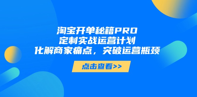 淘宝开单秘籍PRO，定制实战运营计划，化解商家痛点，突破运营瓶颈竹川轻创网-专注分享网络创业项目落地实操课程 – 全网首发_高质量创业项目输出竹川轻创网