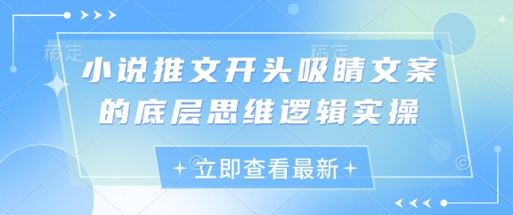 小说推文开头吸睛文案的底层思维逻辑实操竹川轻创网-专注分享网络创业项目落地实操课程 – 全网首发_高质量创业项目输出竹川轻创网