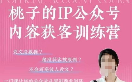 桃子IP公众号内容获客训练营(第3期)，一门让你公众号从0到商业闭环的课程竹川轻创网-专注分享网络创业项目落地实操课程 – 全网首发_高质量创业项目输出竹川轻创网